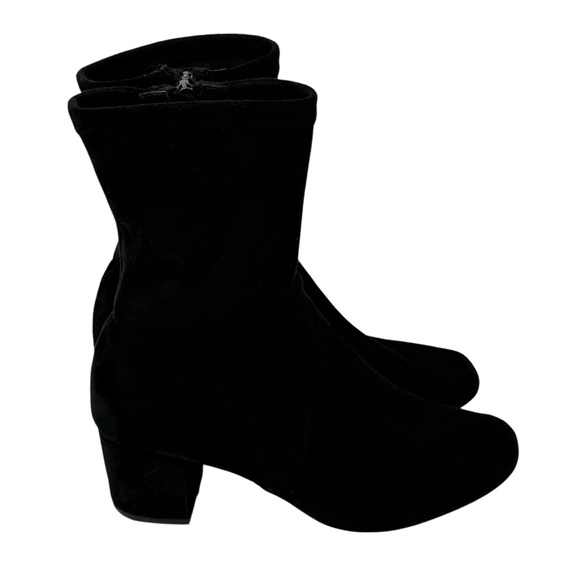 Silent D Woman's Size 8.5 Black Ankle Zip Chunky Heel Suede Boots - Picture 1 of 9